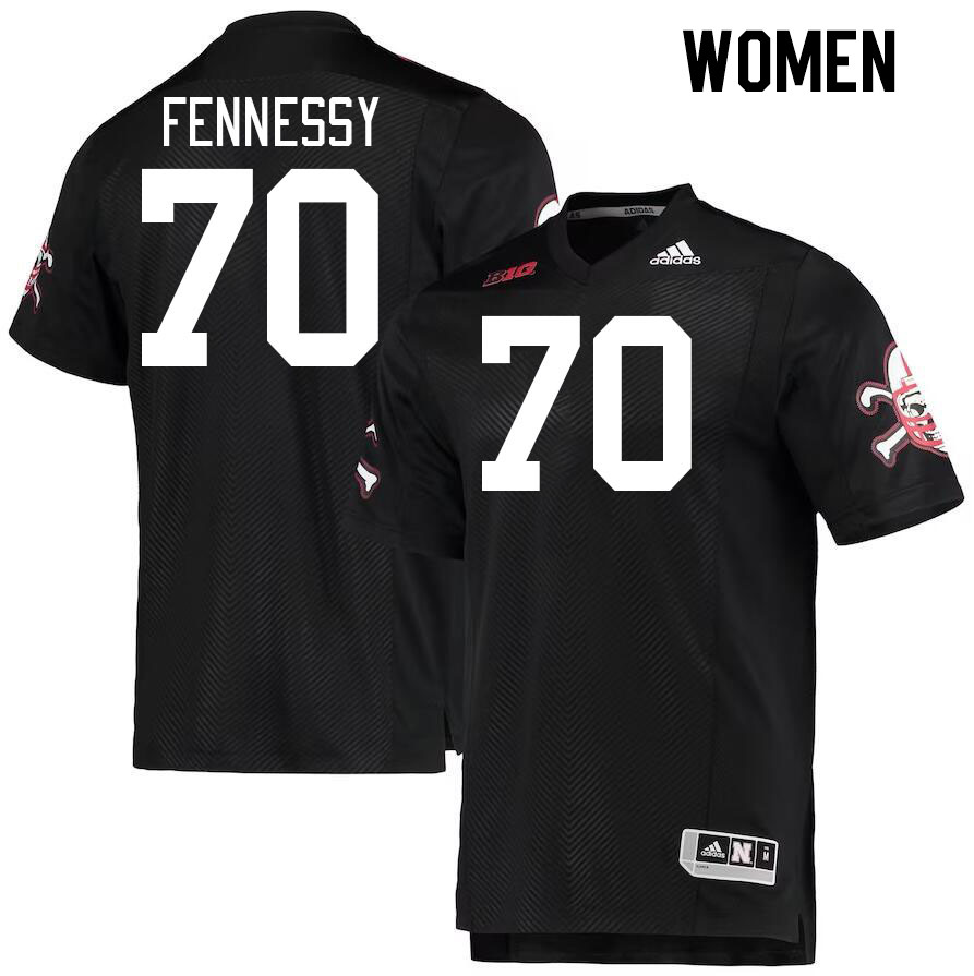 Women #70 Nolan Fennessy Nebraska Cornhuskers College Football Jerseys Stitched Sale-Black